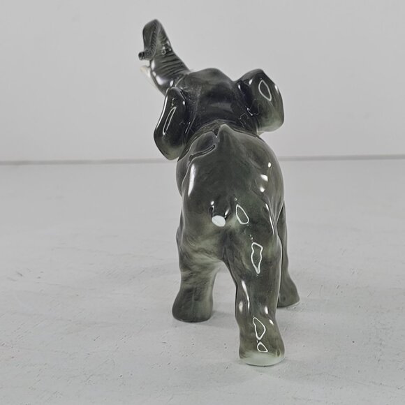 JHR Hutschenreuther Porcelain Gray Elephant Trunk Up Good Luck AS IS - Picture 3 of 8